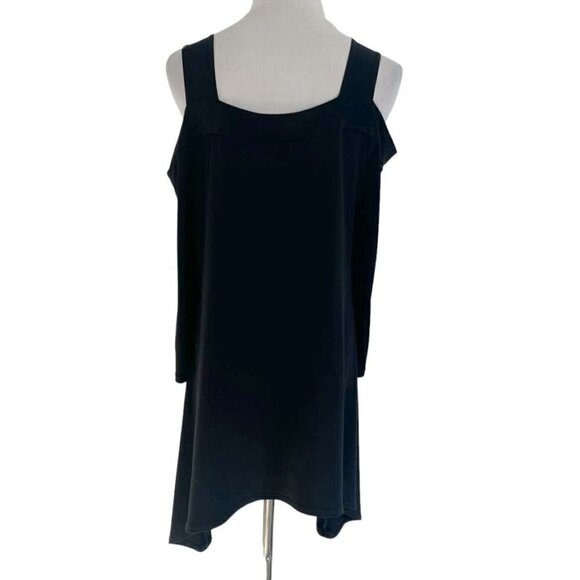 Clara Sunwoo Size Small  Top Blouse Black Cold Shoulder Slinky Liquid - Picture 5 of 7